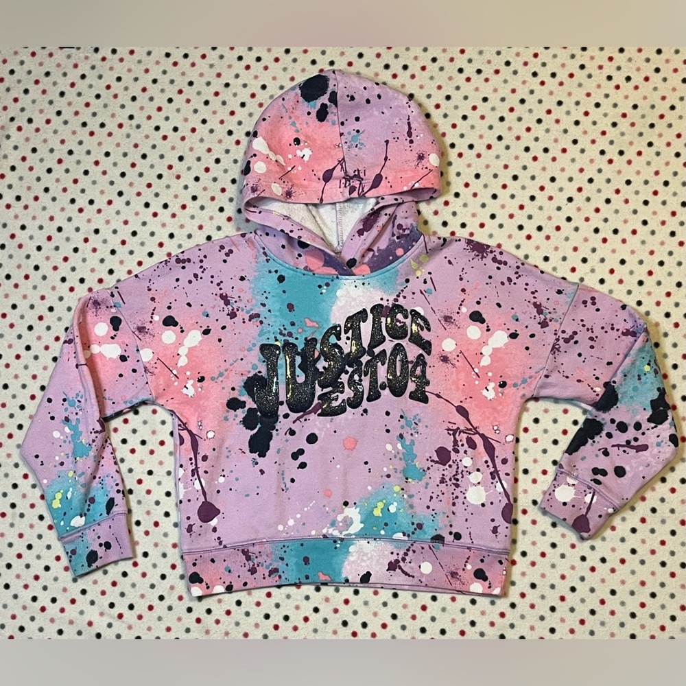 🌟2 for $14 🌟Girls 7/8 Justice Tie Dye & Splatter Hoodie